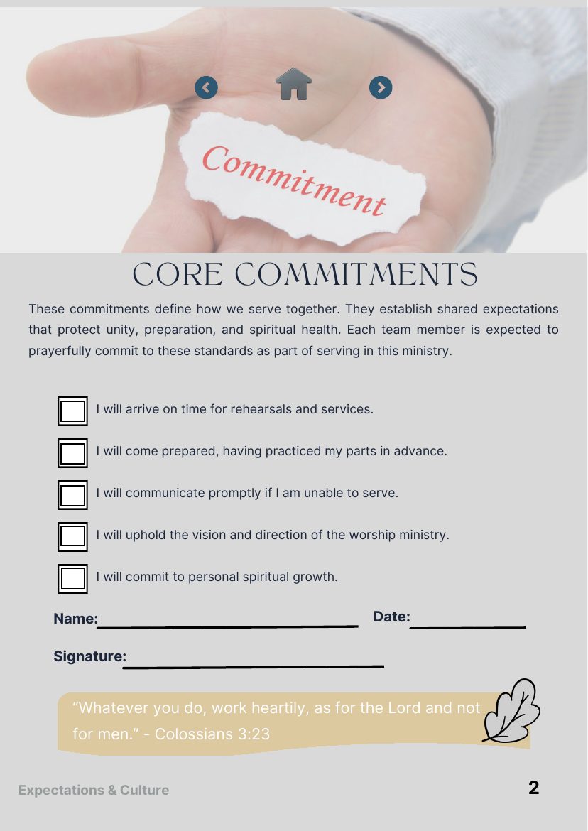 Core commitments page